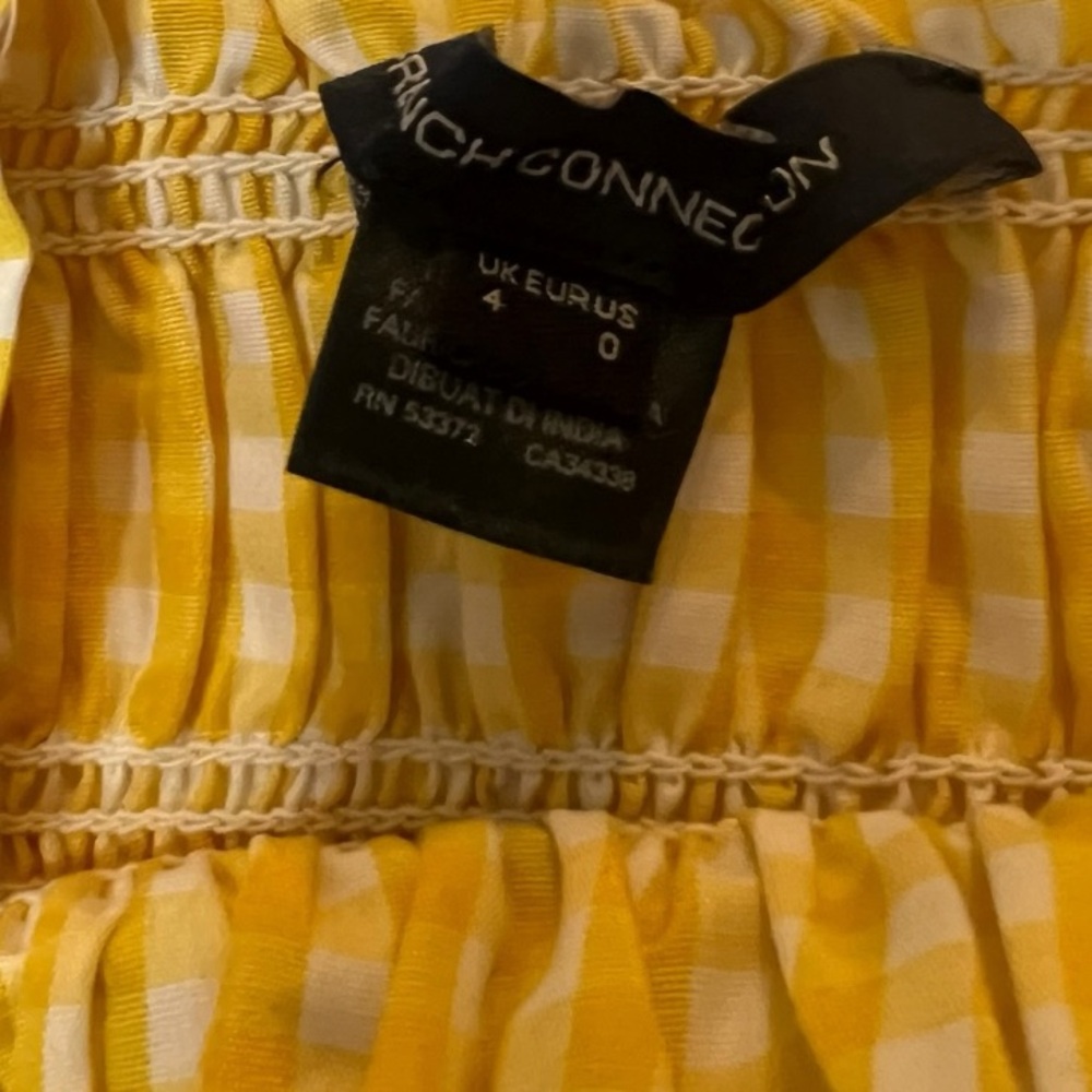 French Connection Ezeke Poplin Midi Dress In Yellow Gingham - Picture 7 of 7